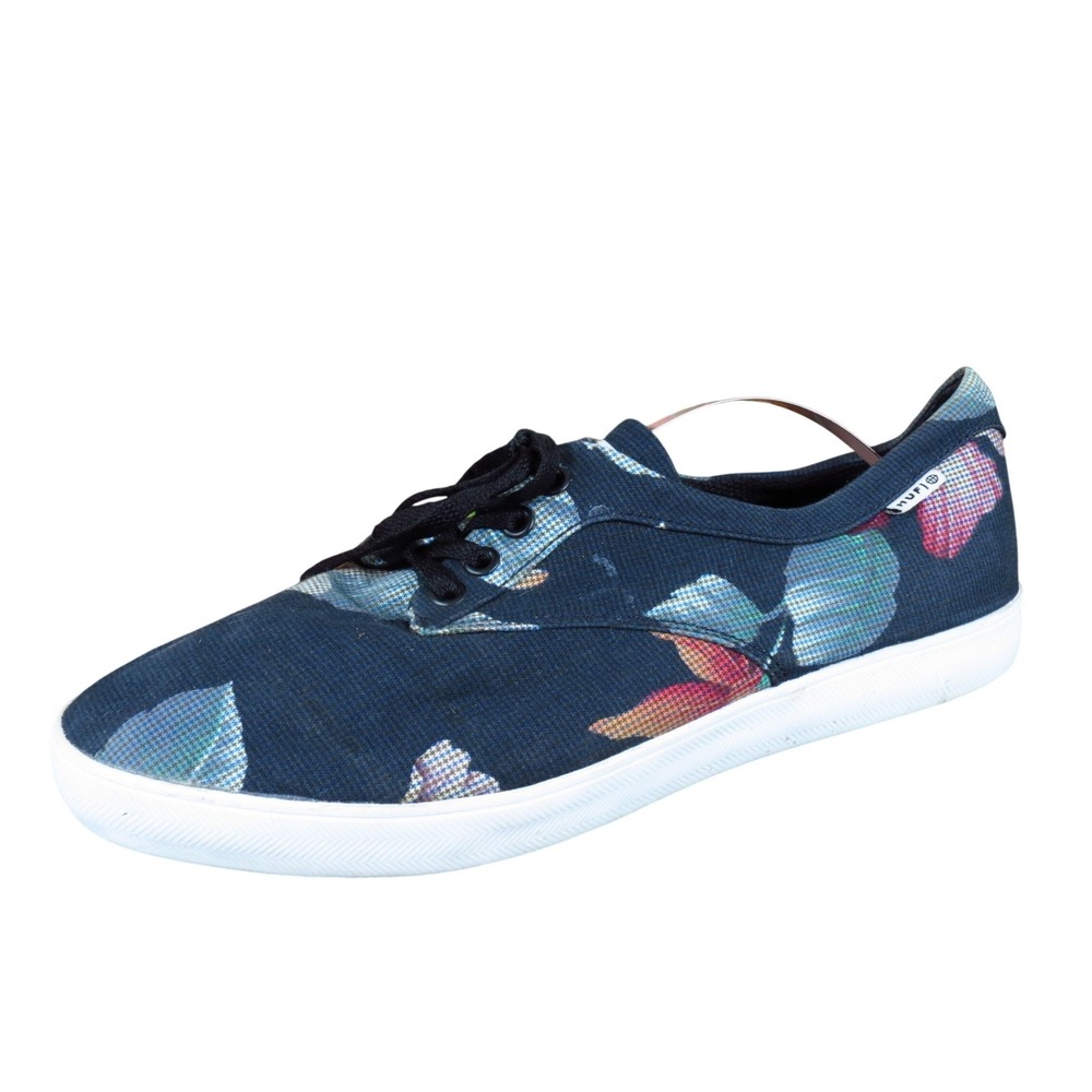 HUF Sutter Aloha Aina Mens Floral Canvas Skate Shoes Size 8 Low‎ Top Navy Multi